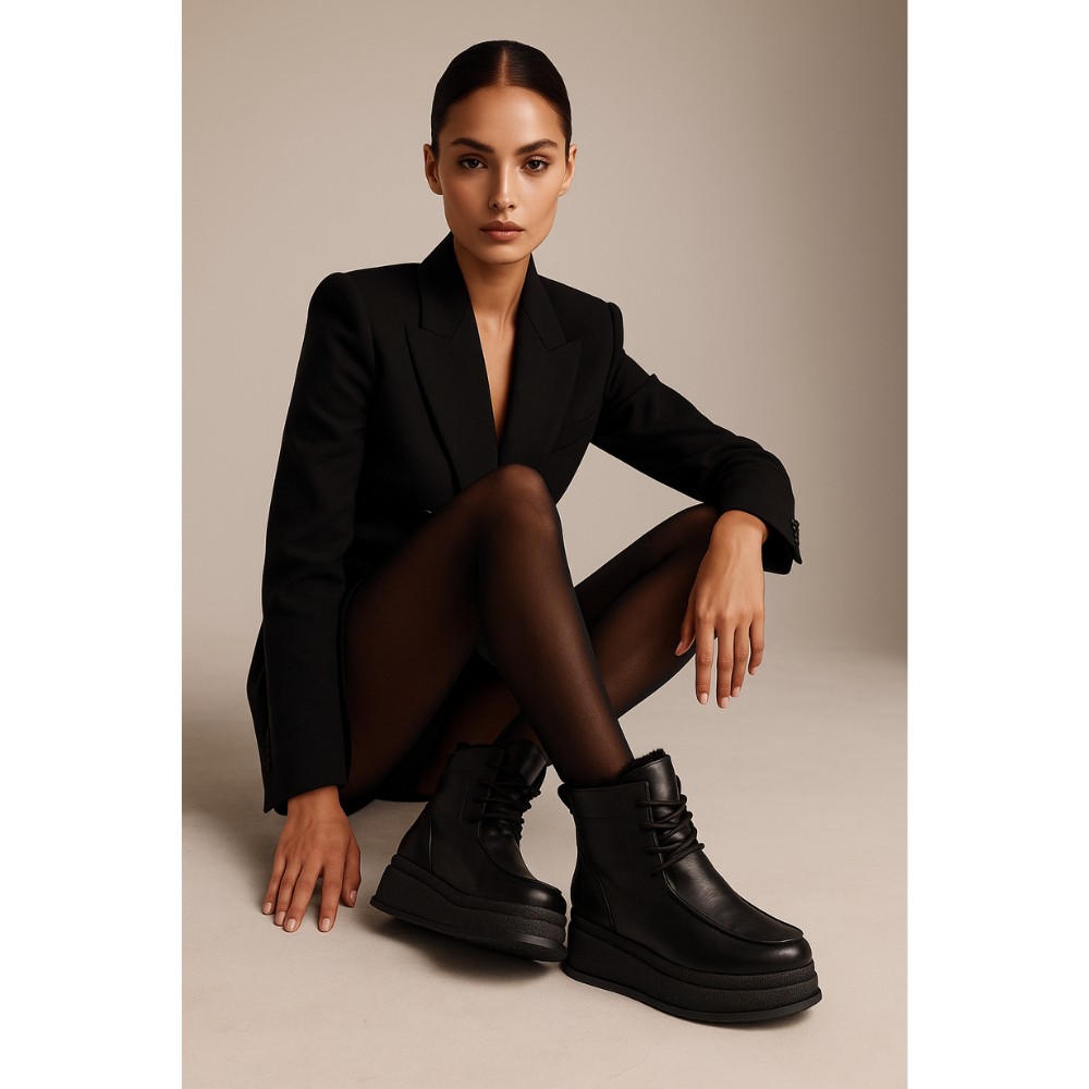 Жіночі зимові ботинки на танкетці Allsy Lonza 203545 C54787-528 BLACK 6061