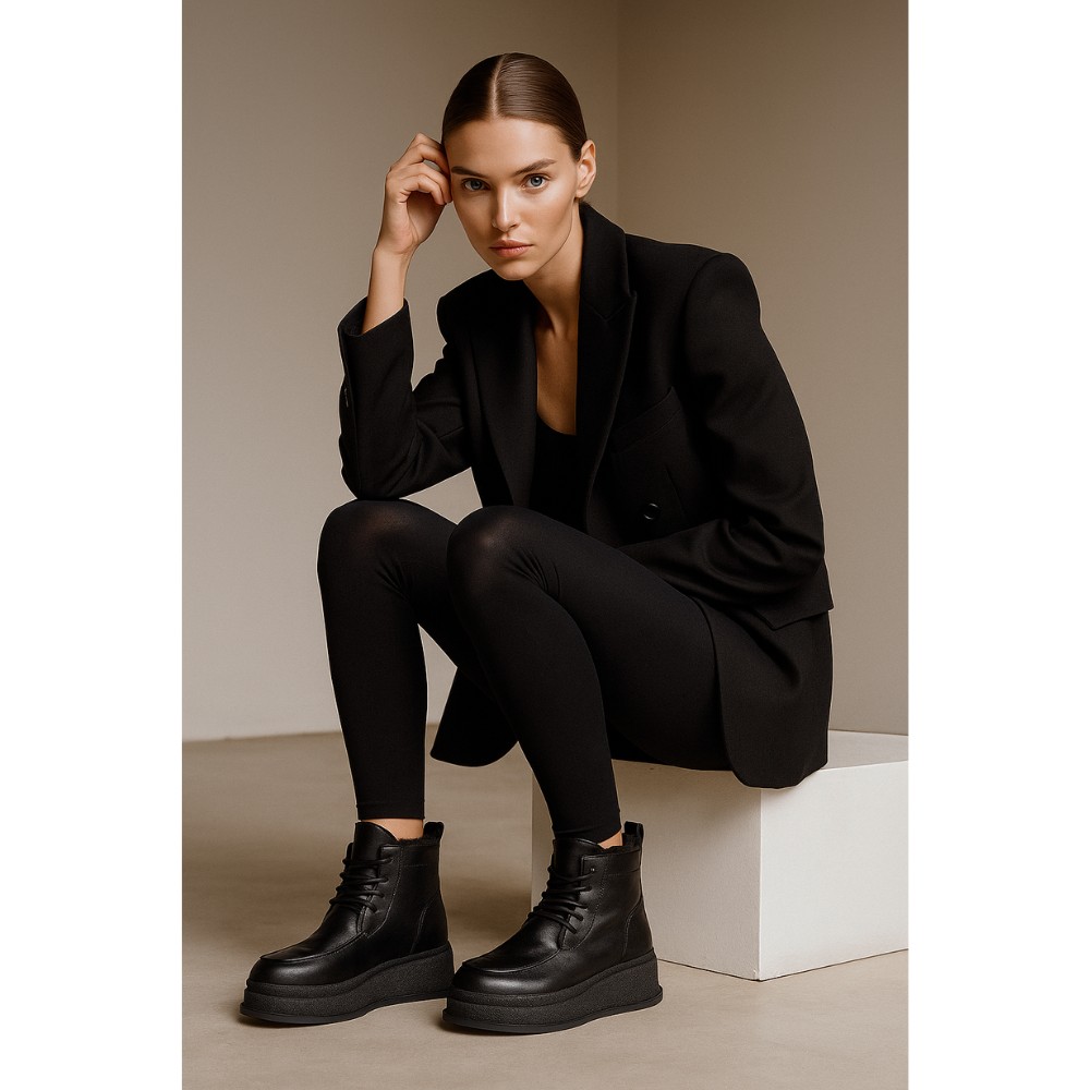 Жіночі зимові ботинки на танкетці Allsy Lonza 203545 C54787-528 BLACK 6061