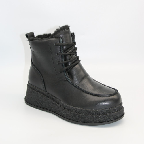 Women's winter black wedge boots Allsy Lonza 203545 C54787-528 BLACK 6061 made of genuine leather and fur Women's winter black wedge boots Allsy Lonza 203545 C54787-528 BLACK 6061 made of genuine leather and fur