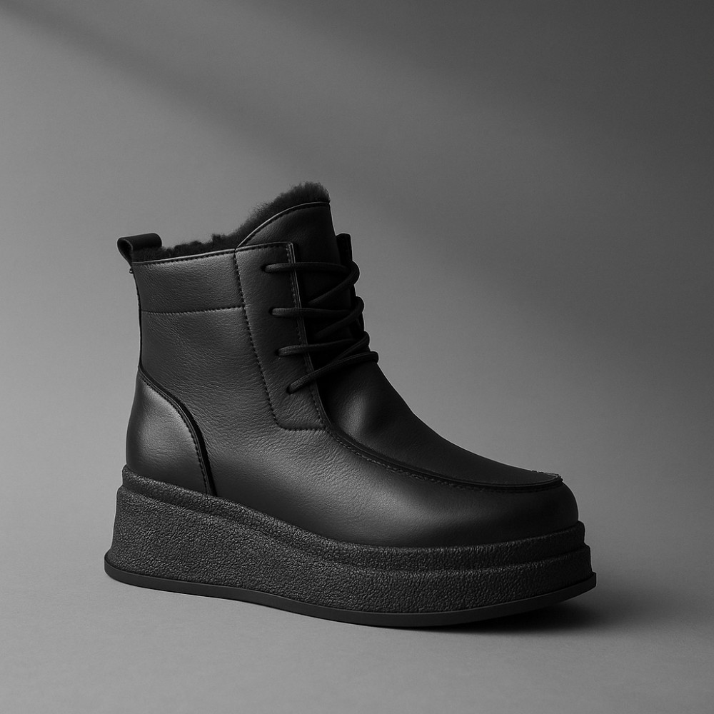 Жіночі зимові ботинки на танкетці Allsy Lonza 203545 C54787-528 BLACK 6061