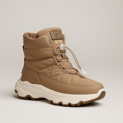 Жіночі зимові дутики KEDDO 448188-04-04 brown 6064 шоколадні водостійкі черевики з нейлоновим верхом та хутряним утеплювачем від британського бренду