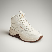 Жіночі зимові кросівки KEDDO 448178-09-03 Milk 6066 молочного кольору, з натуральної шкіри та вовни від британського бренду