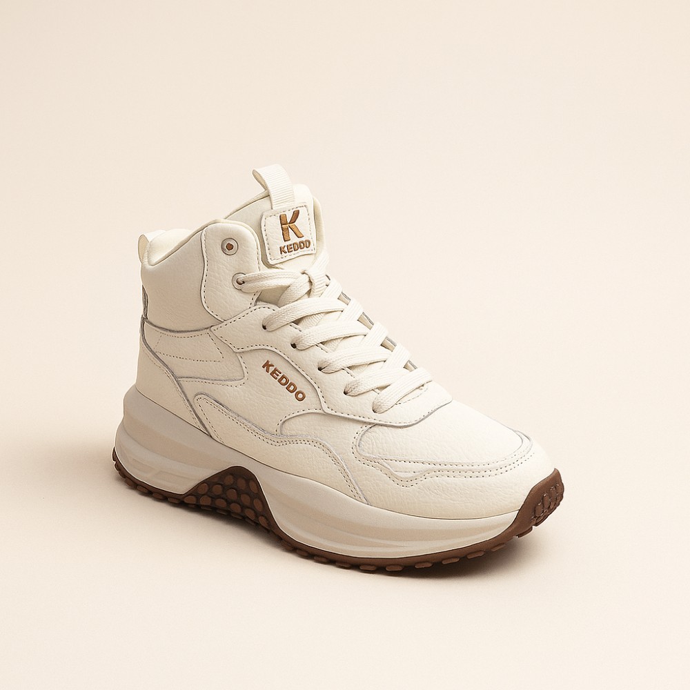 Жіночі зимові кросівки KEDDO 448178-09-03 Milk 6066 з натуральної шкіри та вовни