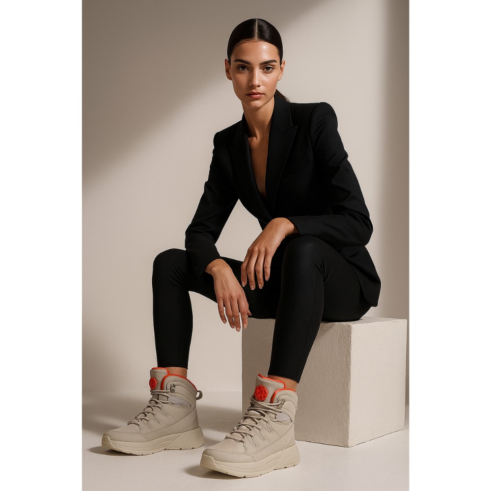 Women’s grey boots GRUNBERG 148575-28-03-6067 in faux leather and textile with Thermo-save Termotex GTH-D insulation