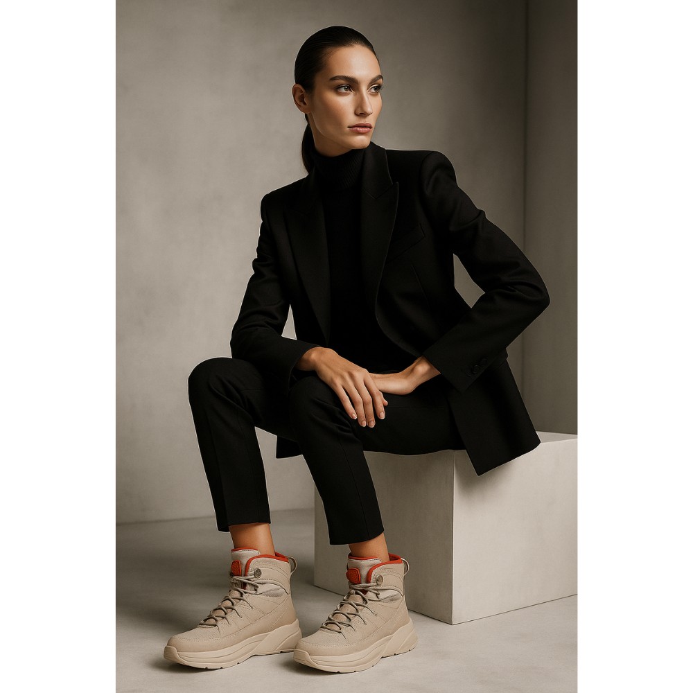 Women’s grey boots GRUNBERG 148575-28-03-6067 in faux leather and textile with Thermo-save Termotex GTH-D insulation