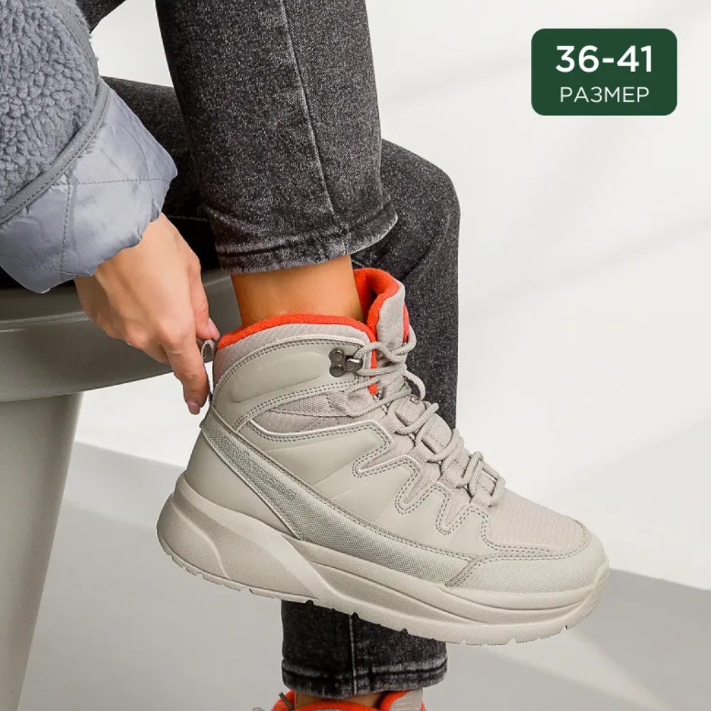 Women’s grey boots GRUNBERG 148575-28-03-6067 in faux leather and textile with Thermo-save Termotex GTH-D insulation