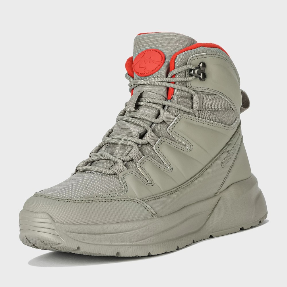 Women’s grey boots GRUNBERG 148575-28-03-6067 in faux leather and textile with Thermo-save Termotex GTH-D insulation