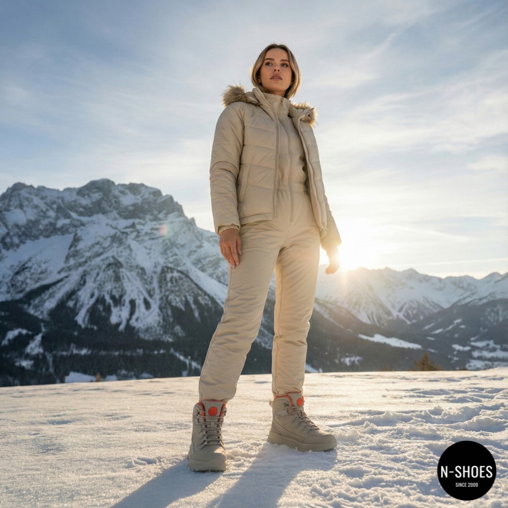 Grey Leather Women's Boots GRUNBERG 148575-28-03-6067 with Gore-Tex