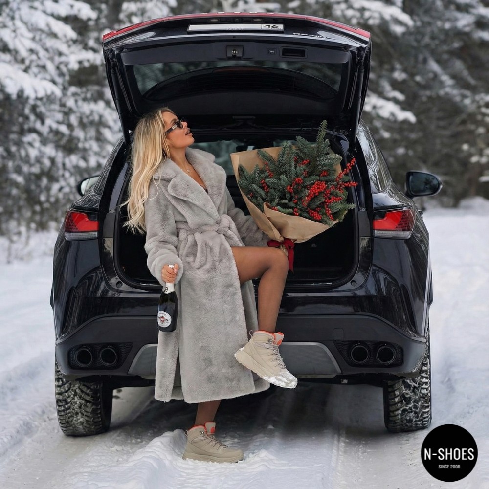 Grey Leather Women's Boots GRUNBERG 148575-28-03-6067 with Gore-Tex