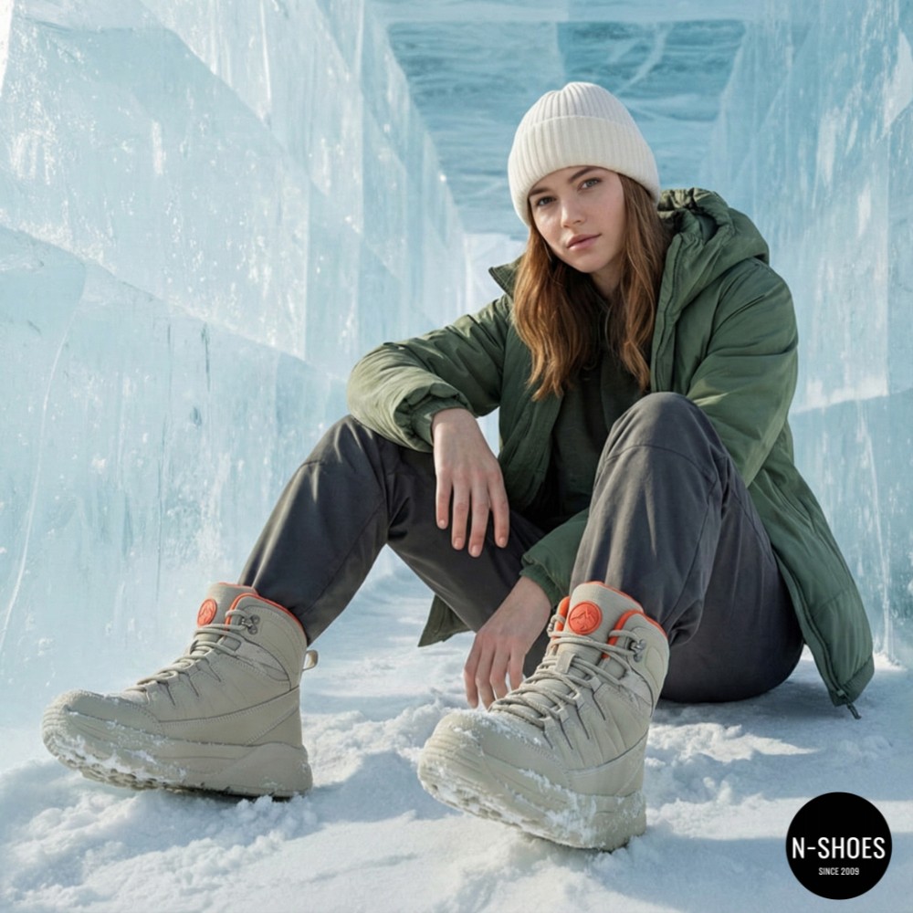 Grey Leather Women's Boots GRUNBERG 148575-28-03-6067 with Gore-Tex