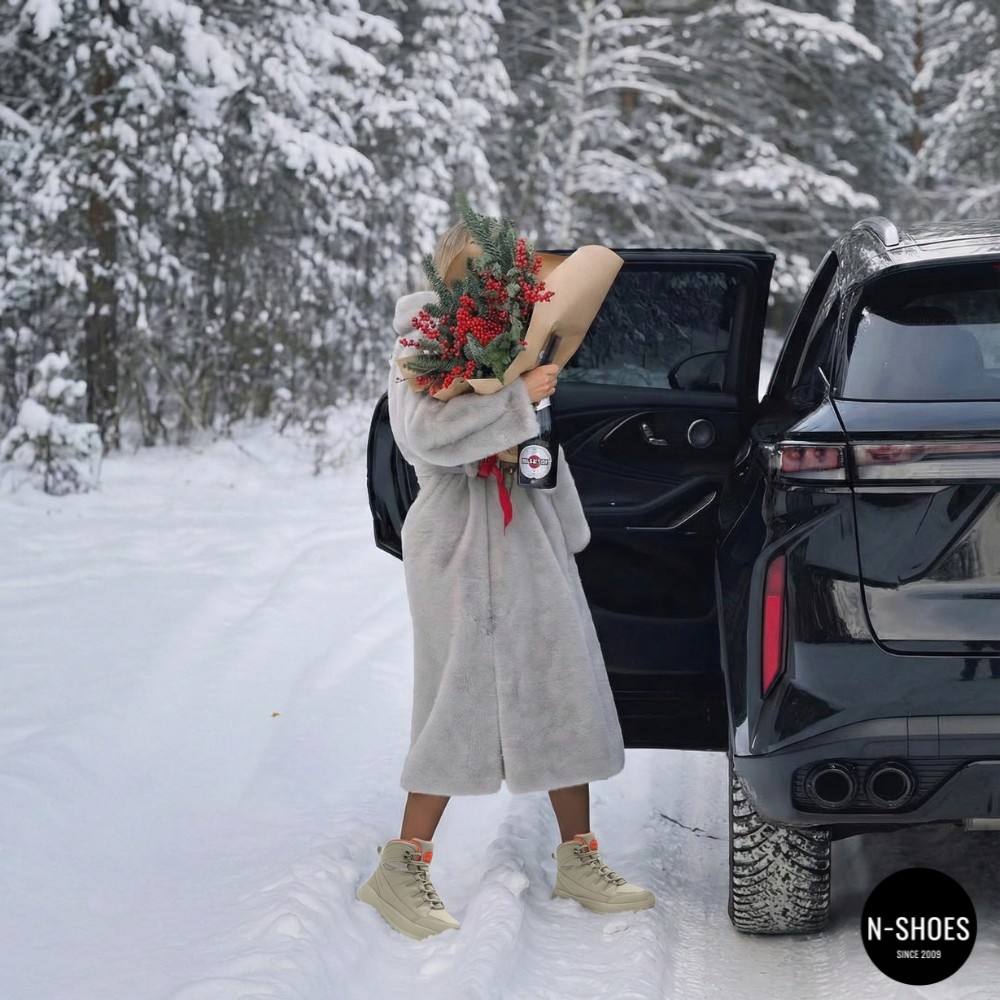 Grey Leather Women's Boots GRUNBERG 148575-28-03-6067 with Gore-Tex