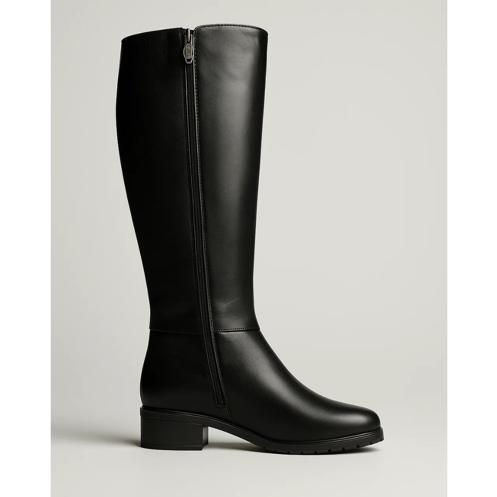 Женские зимние сапоги Romax Comfort 8085E-6068 - кожа, чёрные, невысокий каблук, еврозима