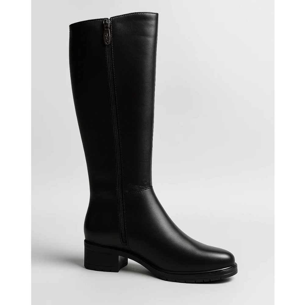 Женские зимние сапоги Romax Comfort 8085E-6068 - кожа, чёрные, невысокий каблук, еврозима