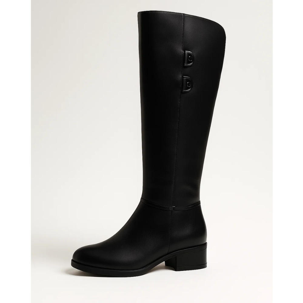 Женские зимние сапоги Romax Comfort 8085E-6068 - кожа, чёрные, невысокий каблук, еврозима