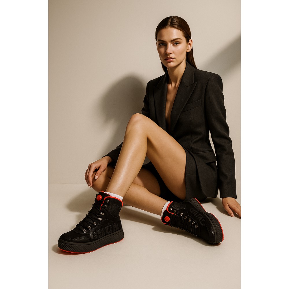 Женские зимние ботинки Grunberg 148569-09-01 6087 чёрные из натуральной кожи с шерстью