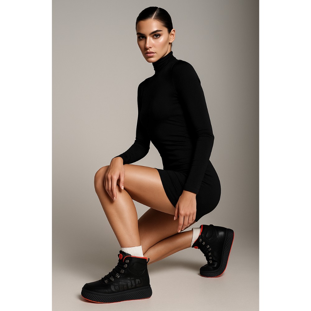 Женские зимние ботинки Grunberg 148569-09-01 6087 чёрные из натуральной кожи с шерстью