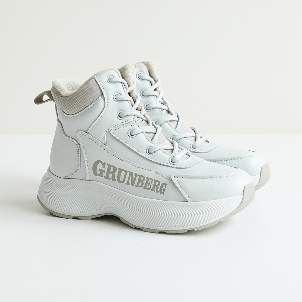 Жіночі зимові білі черевики Grunberg 148577-20-02 6088 - натуральна шкіра, вовняний утеплювач