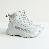 Жіночі зимові білі черевики Grunberg 148577-20-02 6088 натуральна шкіра, вовняне хутро від італійського бренду