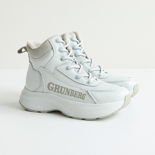 Женские зимние белые ботинки Grunberg 148577-20-02 6088 натуральная кожа, шерстяной мех от итальянского бренда
