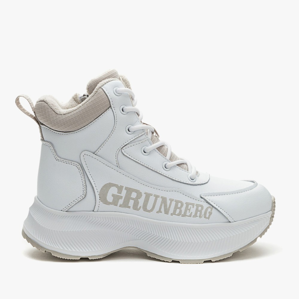 Жіночі зимові білі черевики Grunberg 148577-20-02 6088 - натуральна шкіра, вовняний утеплювач