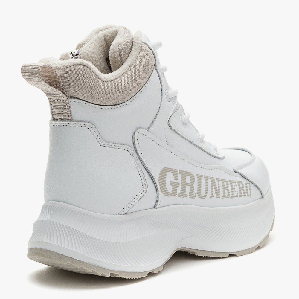 Жіночі зимові білі черевики Grunberg 148577-20-02 6088 - натуральна шкіра, вовняний утеплювач
