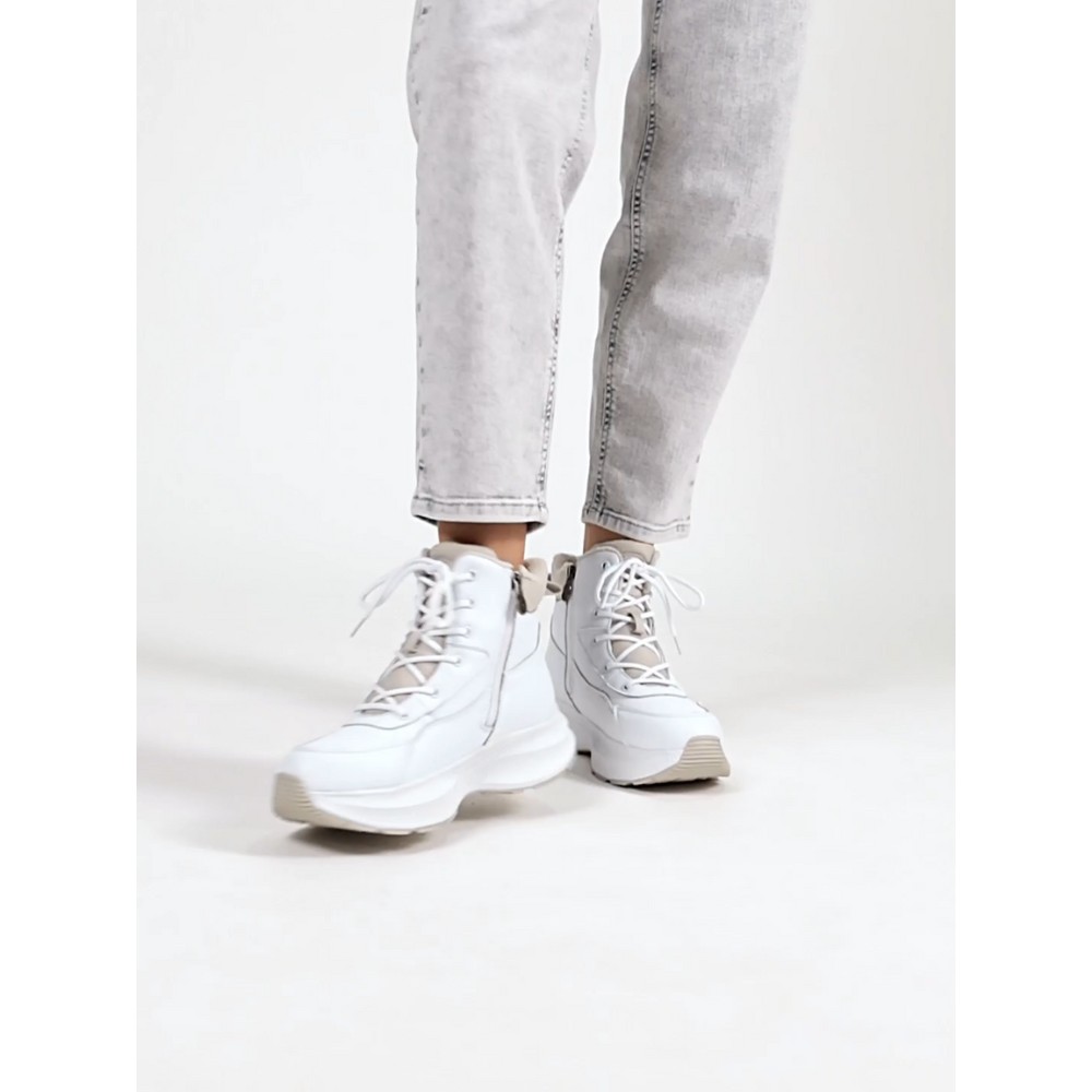 Жіночі зимові білі черевики Grunberg 148577-20-02 6088 - натуральна шкіра, вовняний утеплювач