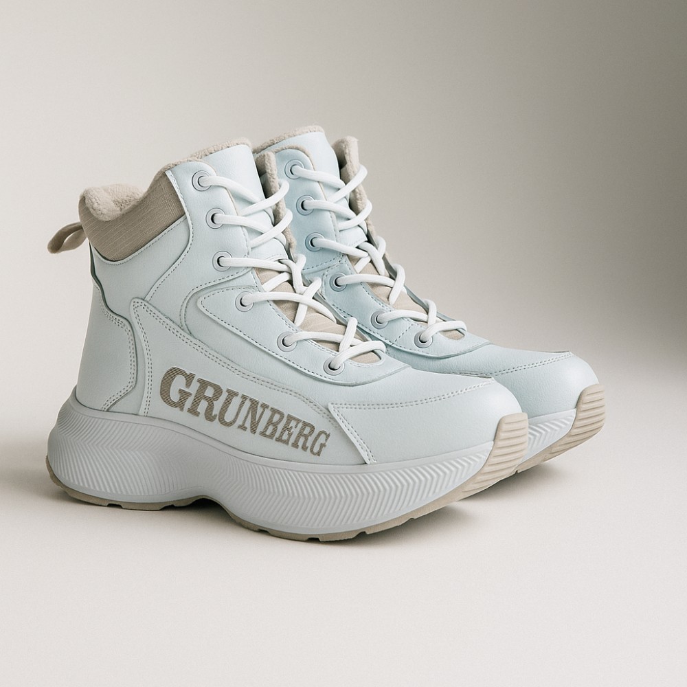 Жіночі зимові білі черевики Grunberg 148577-20-02 6088 - натуральна шкіра, вовняний утеплювач