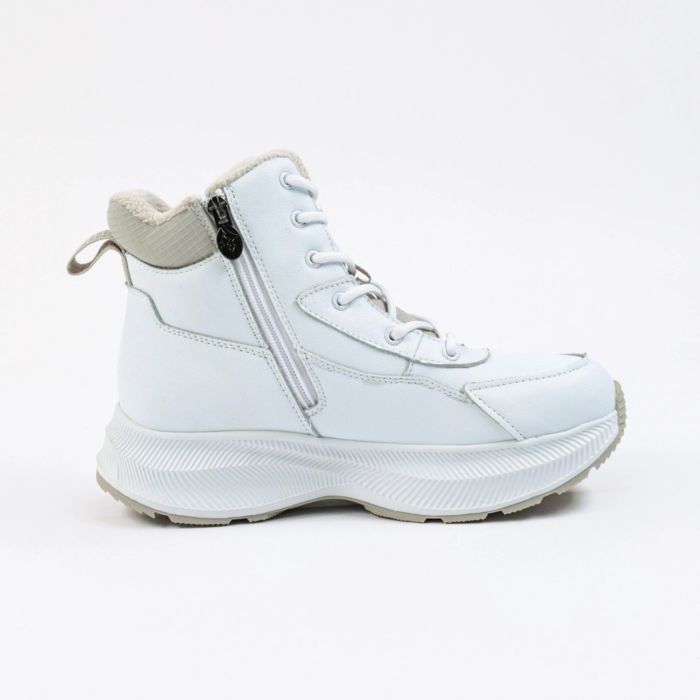 Жіночі зимові білі черевики Grunberg 148577-20-02 6088 - натуральна шкіра, вовняний утеплювач