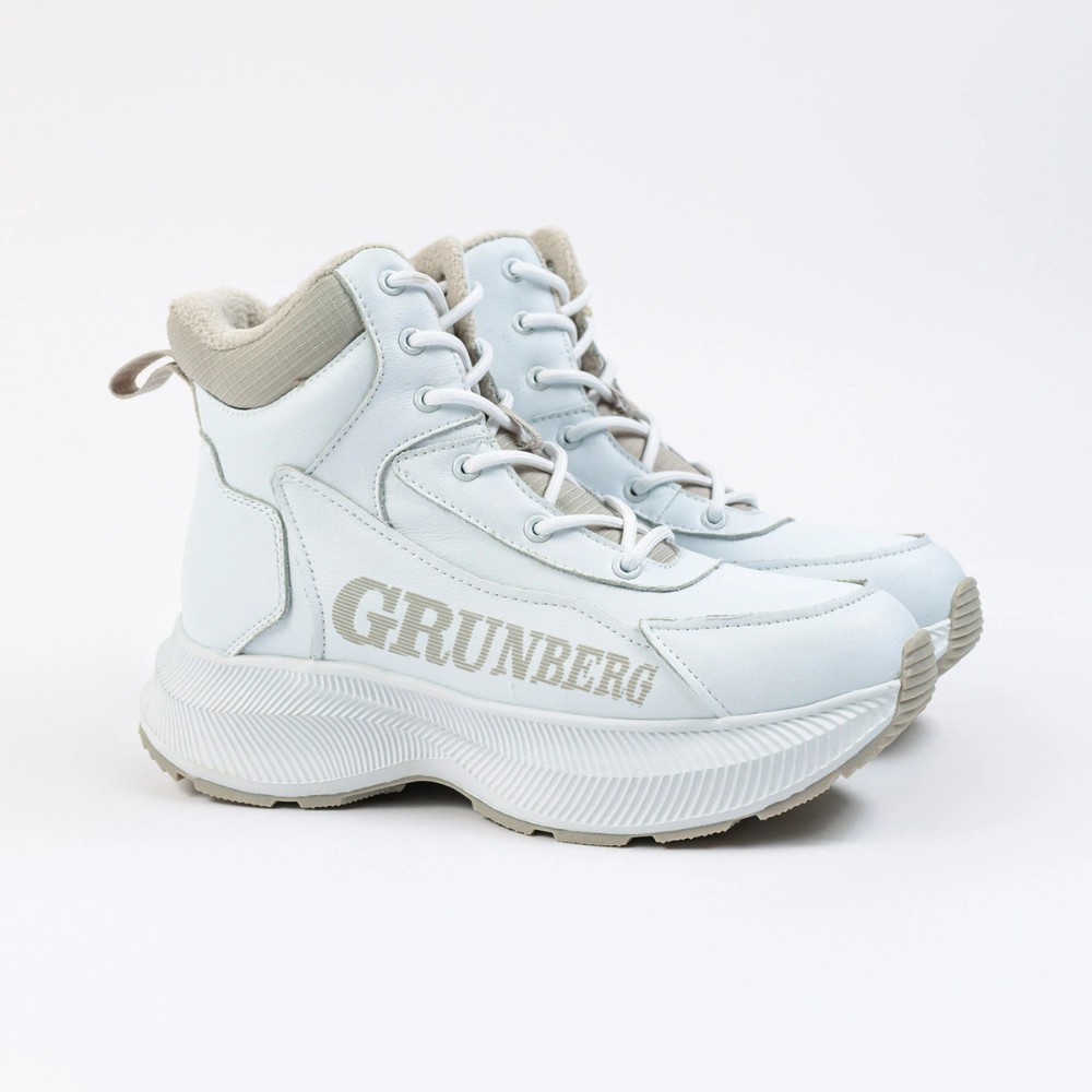 Жіночі зимові білі черевики Grunberg 148577-20-02 6088 - натуральна шкіра, вовняний утеплювач
