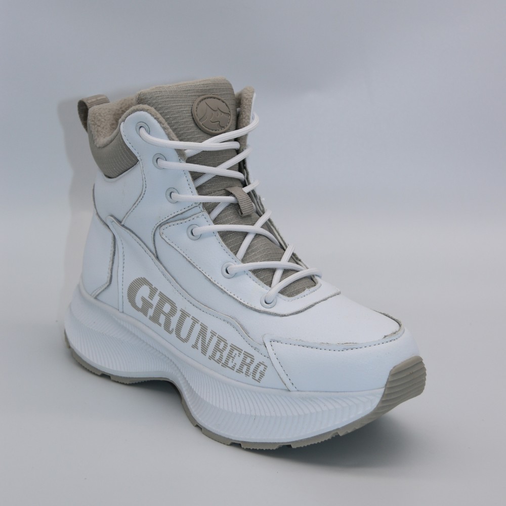 Жіночі зимові білі черевики Grunberg 148577-20-02 6088 - натуральна шкіра, вовняний утеплювач