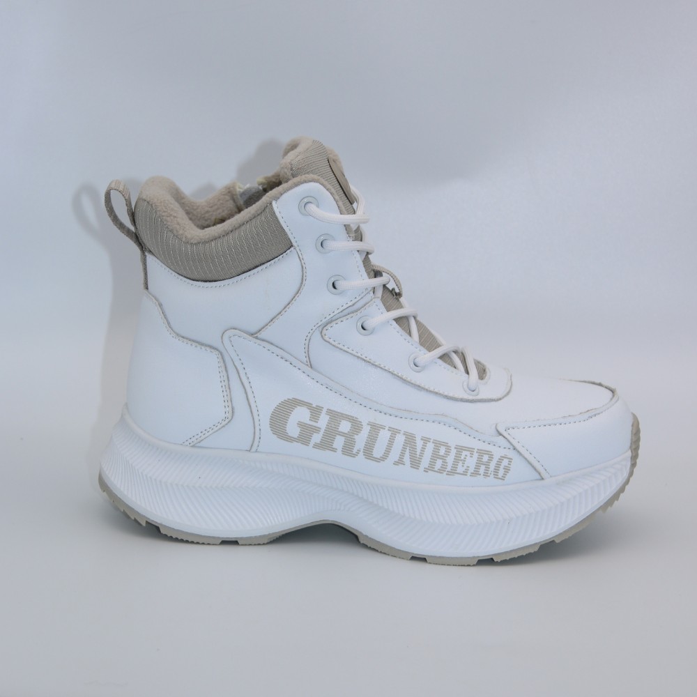 Жіночі зимові білі черевики Grunberg 148577-20-02 6088 - натуральна шкіра, вовняний утеплювач