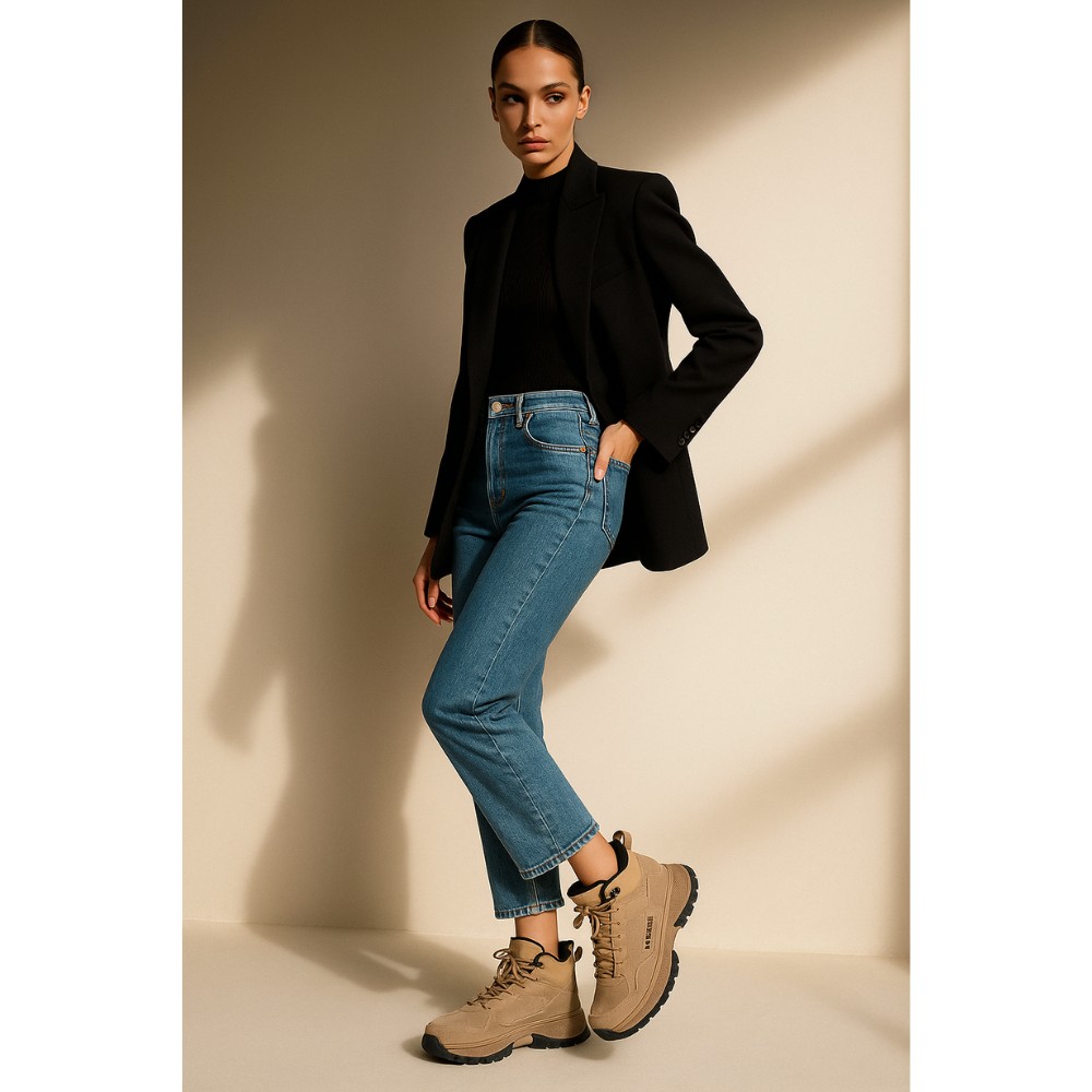 Женские зимние ботинки Grunberg 148593-03-02 6089 - бежевые, кожа, Gore-Tex, NanoTex