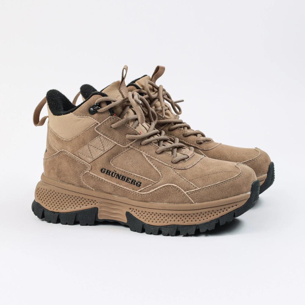 Женские зимние ботинки Grunberg 148593-03-02 6089 - бежевые, кожа, Gore-Tex, NanoTex