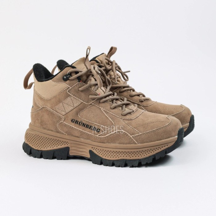 Женские зимние ботинки Grunberg 148593-03-02 6089 - бежевые, кожа, Gore-Tex, NanoTex
