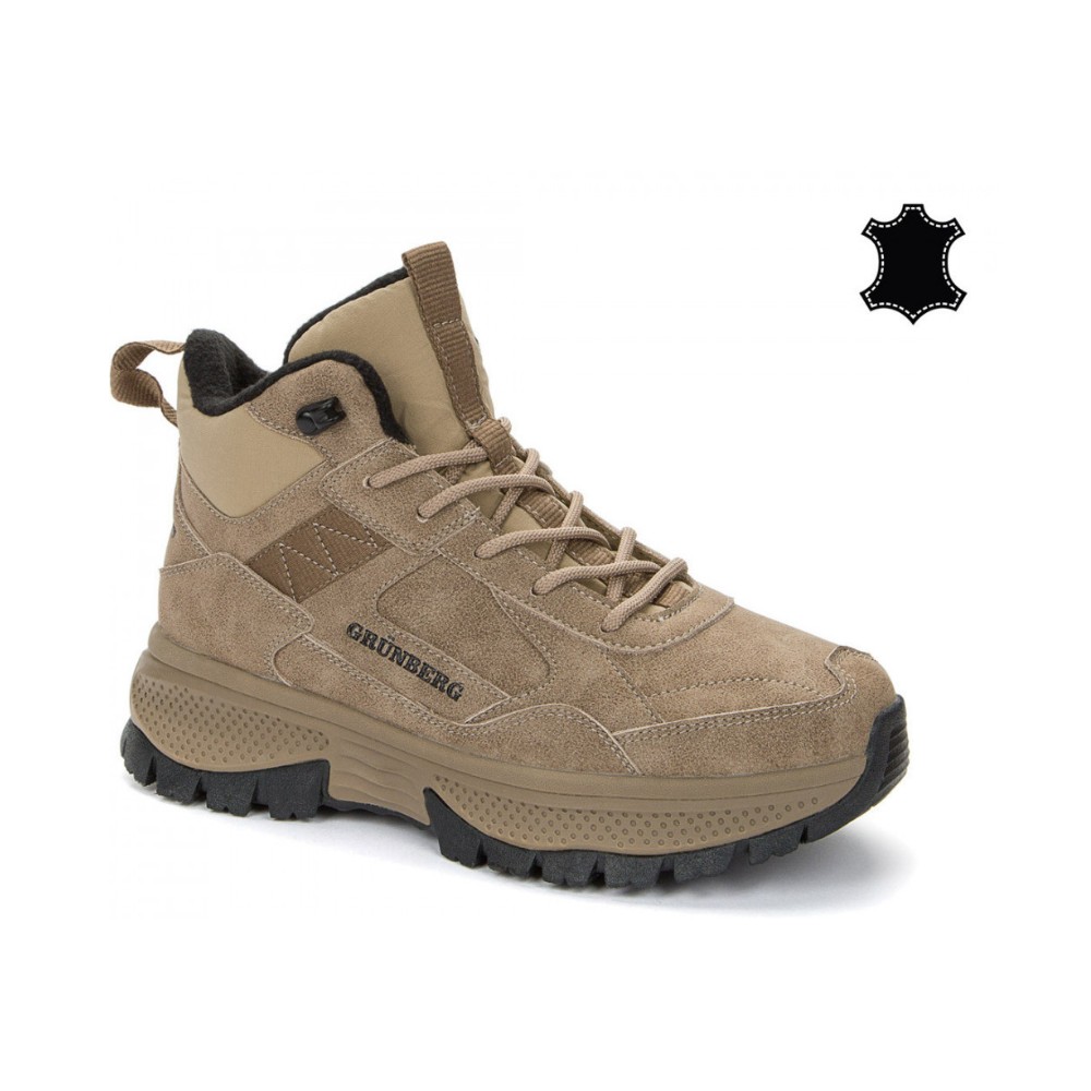 Женские зимние ботинки Grunberg 148593-03-02 6089 - бежевые, кожа, Gore-Tex, NanoTex