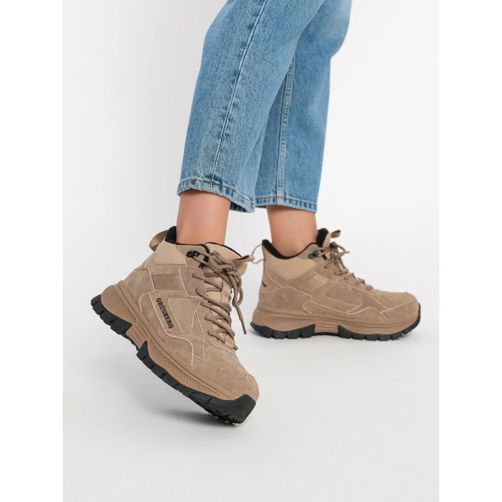 Женские зимние ботинки Grunberg 148593-03-02 6089 - бежевые, кожа, Gore-Tex, NanoTex