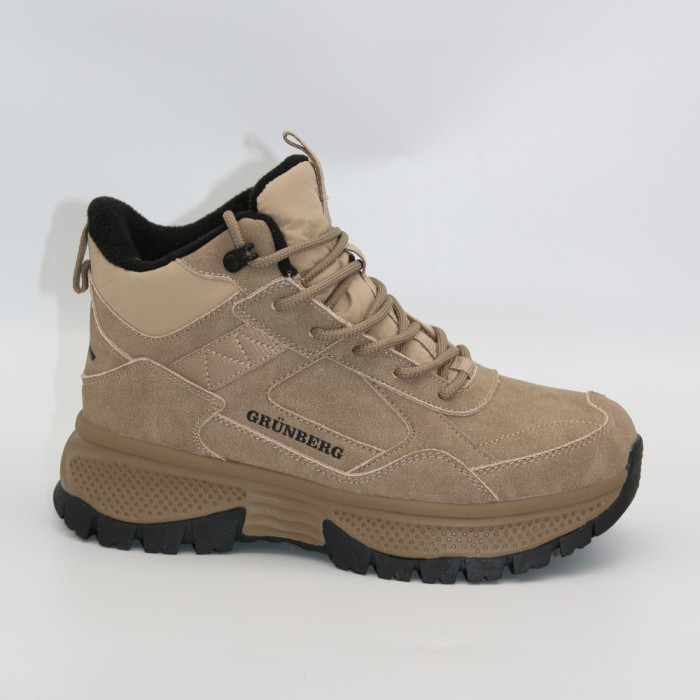 Женские зимние ботинки Grunberg 148593-03-02 6089 - бежевые, кожа, Gore-Tex, NanoTex