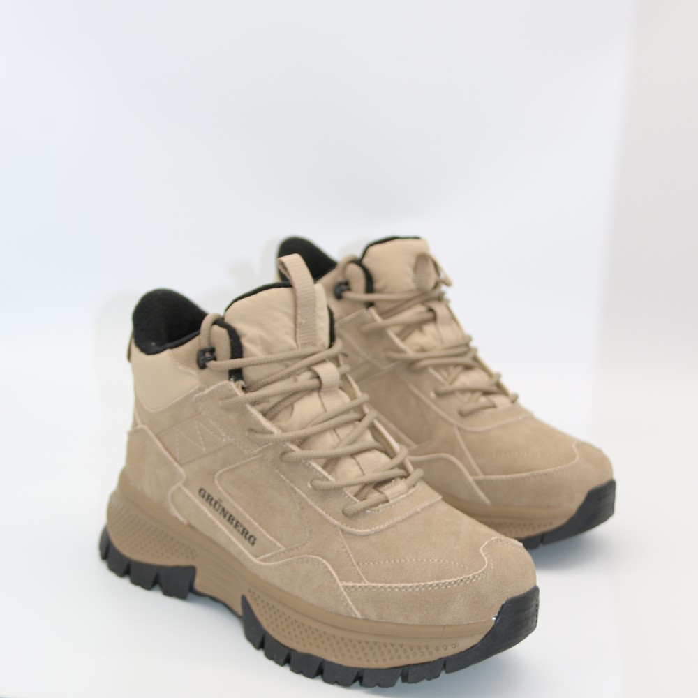 Женские зимние ботинки Grunberg 148593-03-02 6089 - бежевые, кожа, Gore-Tex, NanoTex
