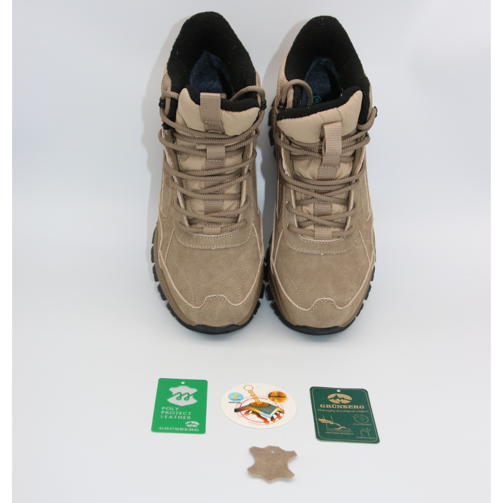 Женские зимние ботинки Grunberg 148593-03-02 6089 - бежевые, кожа, Gore-Tex, NanoTex