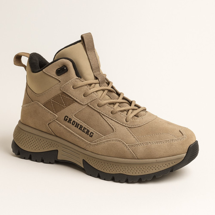 Женские зимние ботинки Grunberg 148593-03-02 6089 - бежевые, кожа, Gore-Tex, NanoTex