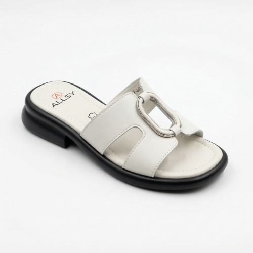 Женские серые кожаные сабо Lonza (Allsy) 208137 035-3 037-2 6119 GREY в стиле Hermès Oran
