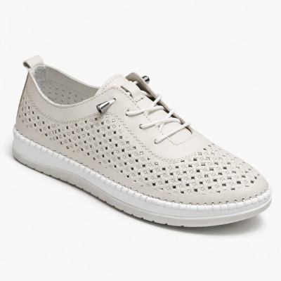 Бежевые кожаные мокасины с перфорацией Anna Lucci 211945 1800 SILVER GREY lonza 214363 AP 6121 от турецкого производителя