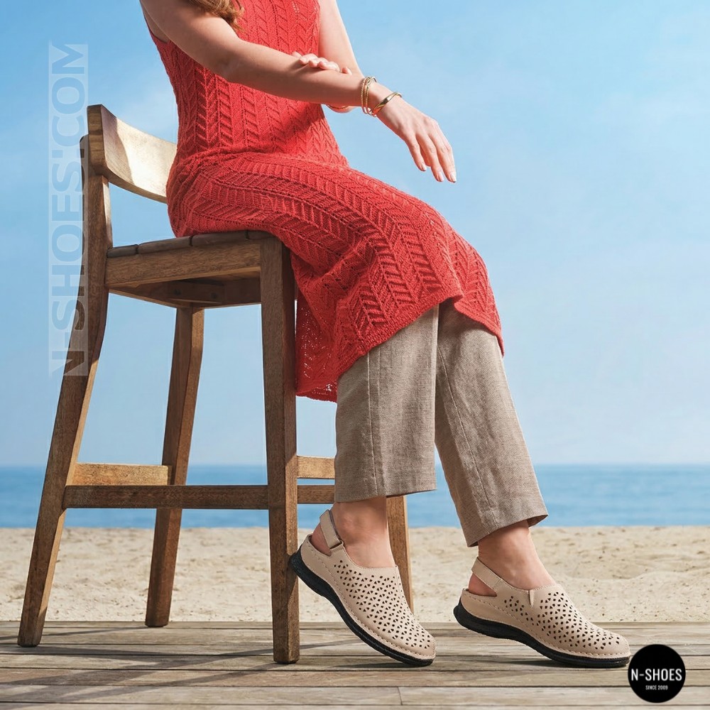 Жіночі бежеві шкіряні босоніжки із закритим носком Allsy Lonza 207212 3815-2 MILK (AY) 2026 6123