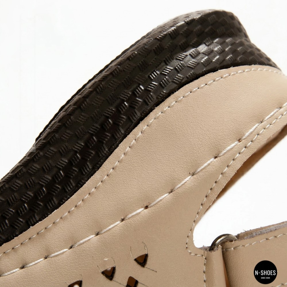 Жіночі бежеві шкіряні босоніжки із закритим носком Allsy Lonza 207212 3815-2 MILK (AY) 2026 6123