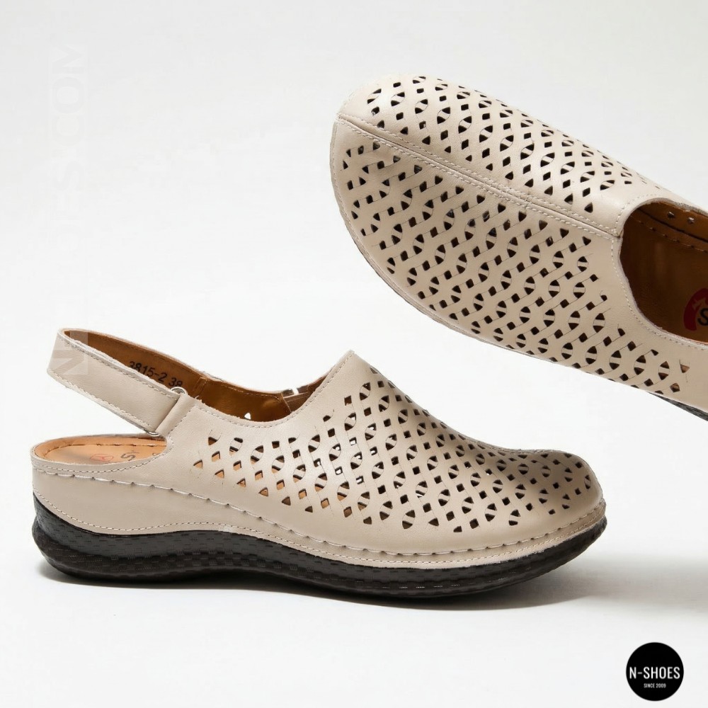 Жіночі бежеві шкіряні босоніжки із закритим носком Allsy Lonza 207212 3815-2 MILK (AY) 2026 6123