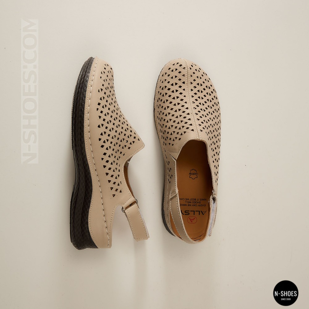 Жіночі бежеві шкіряні босоніжки із закритим носком Allsy Lonza 207212 3815-2 MILK (AY) 2026 6123