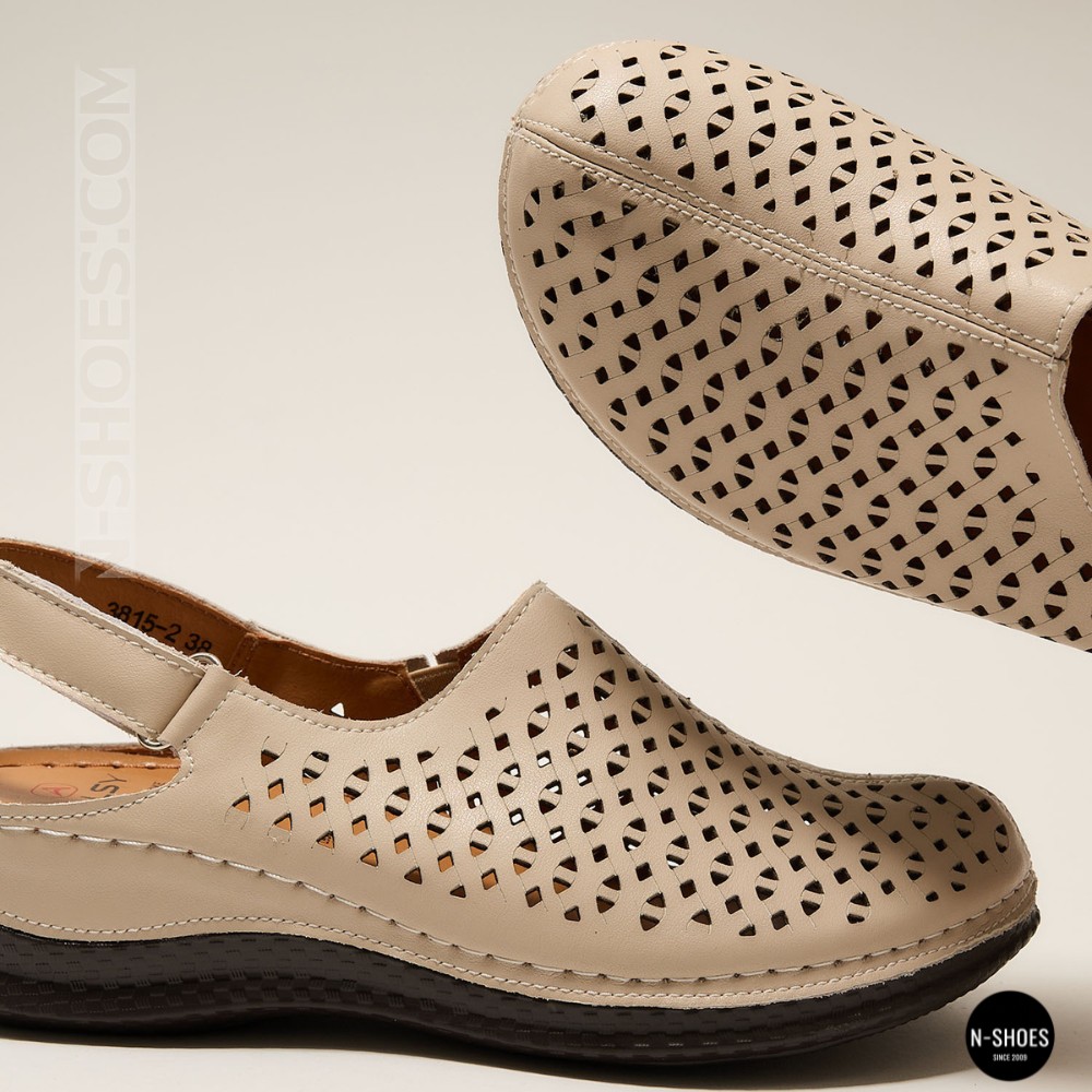 Жіночі бежеві шкіряні босоніжки із закритим носком Allsy Lonza 207212 3815-2 MILK (AY) 2026 6123