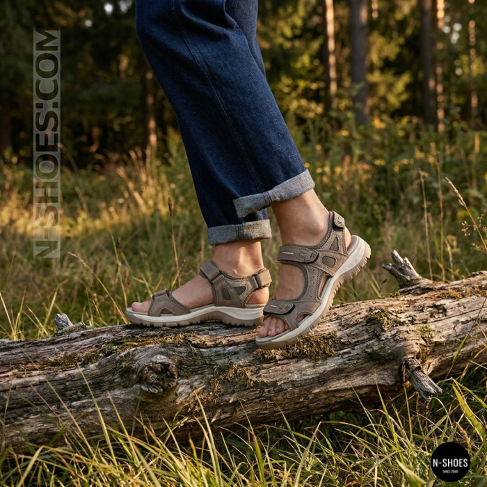 Спортивные женские босоножки на липучках Allsy 208361 60874-6 Lonza 212356 BEIGE 6125