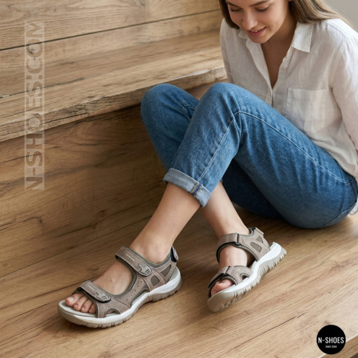 Спортивные женские босоножки на липучках Allsy 208361 60874-6 Lonza 212356 BEIGE 6125
