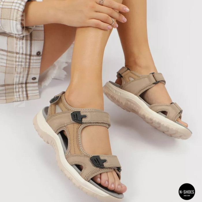 Спортивные женские босоножки на липучках Allsy 208361 60874-6 Lonza 212356 BEIGE 6125